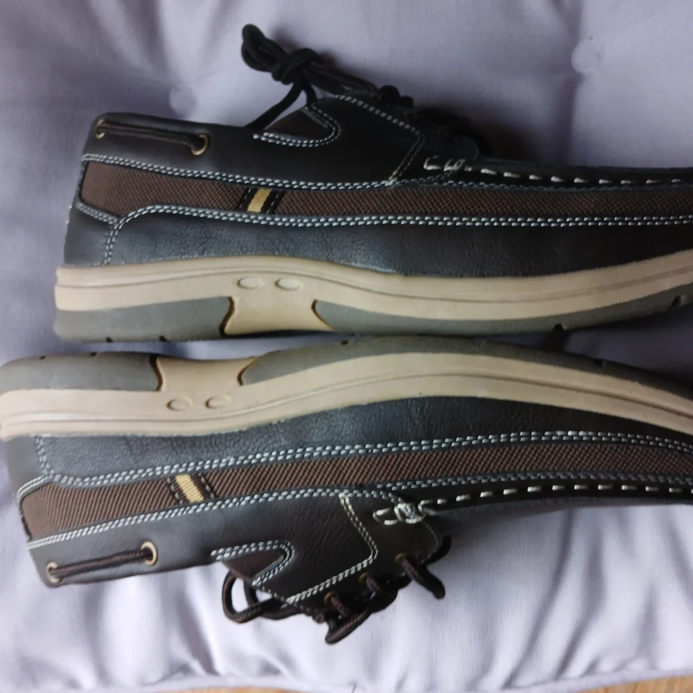 Tan Boat Shoes with Moccasin Stitching and Flat Sole NWOT